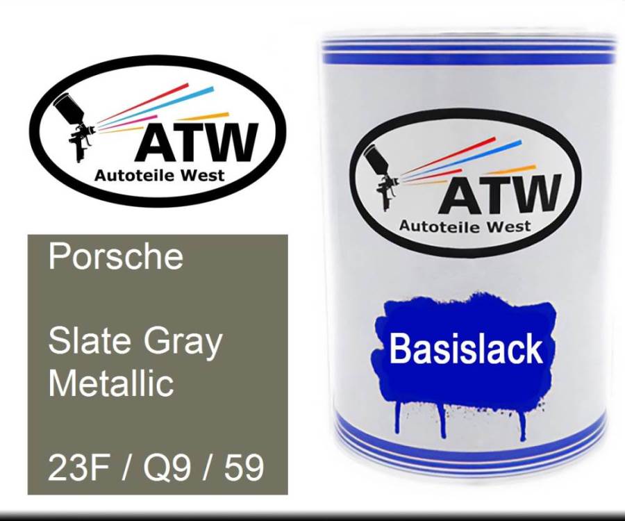 Porsche, Slate Gray Metallic, 23F / Q9 / 59: 500ml Lackdose, von ATW Autoteile West.